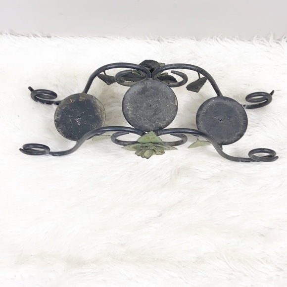 RUSTIC Metal Floral/Leaves 3 candle candelabras - Picture 3 of 5